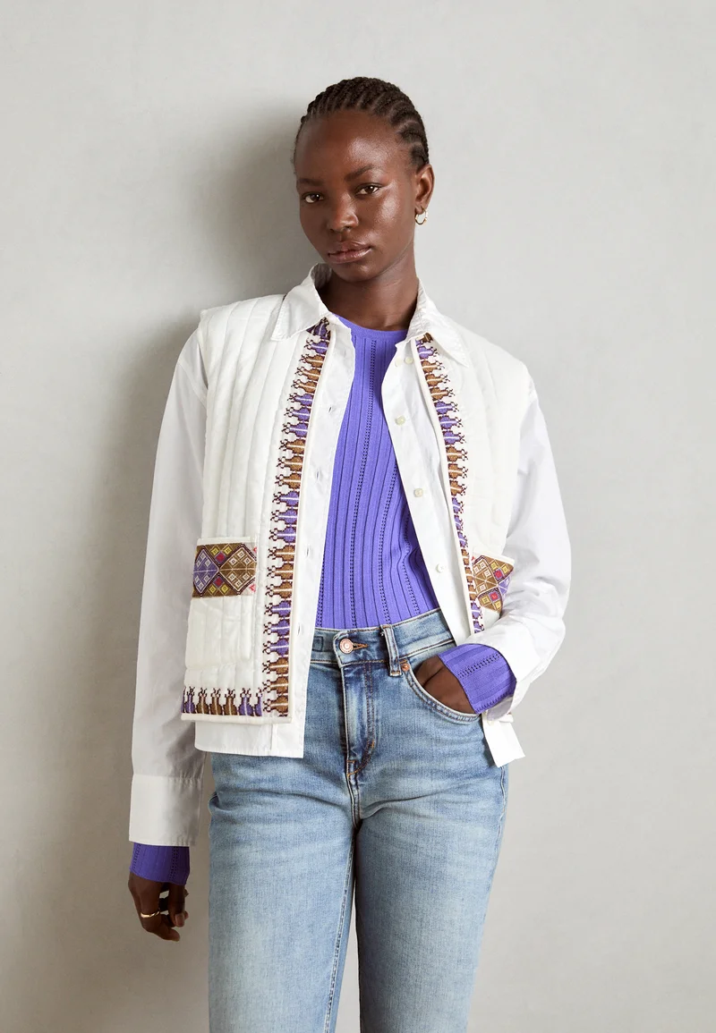 authorized dealers Lollys Laundry VEST - Waistcoat creme Clothing Jackets & Blazers Bomber Jackets