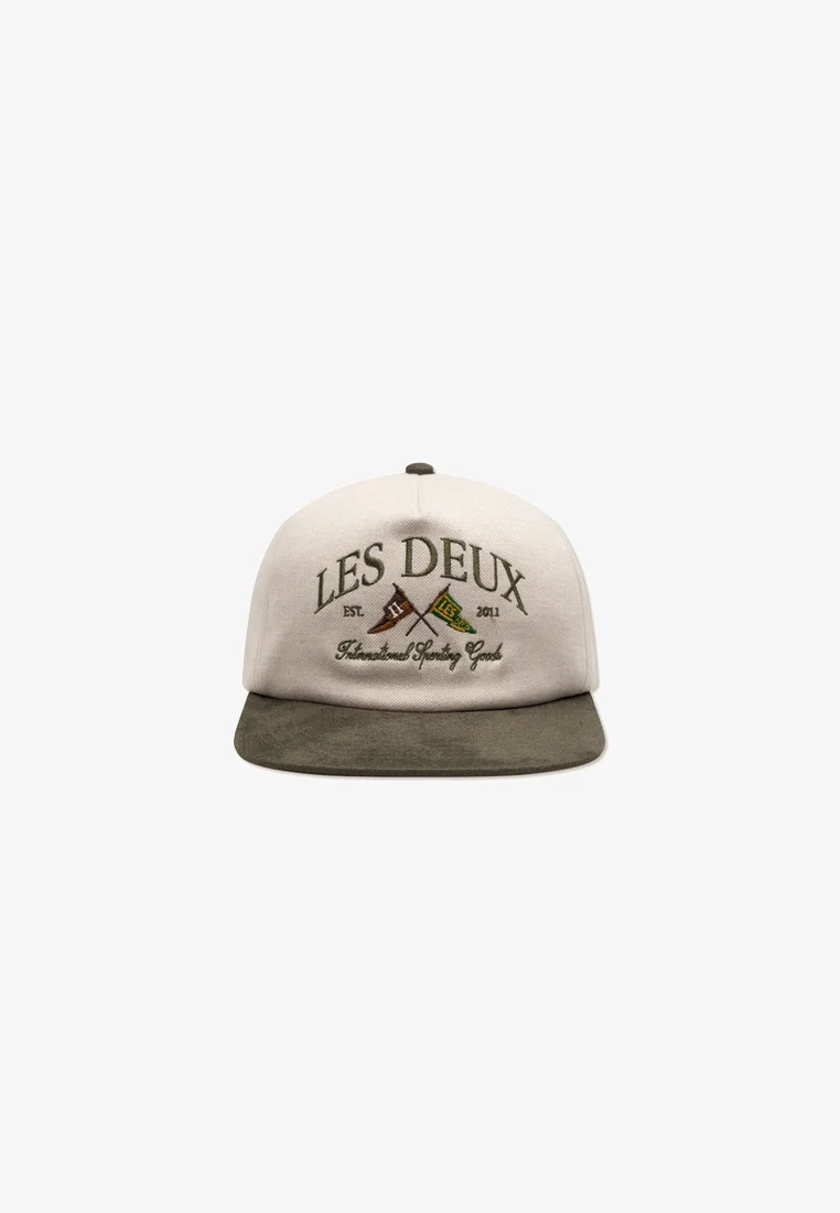 high-end Les Deux IVY LEAGUE BRUSHED - Cap off white/olive Accessories Beanies, hats & caps Caps