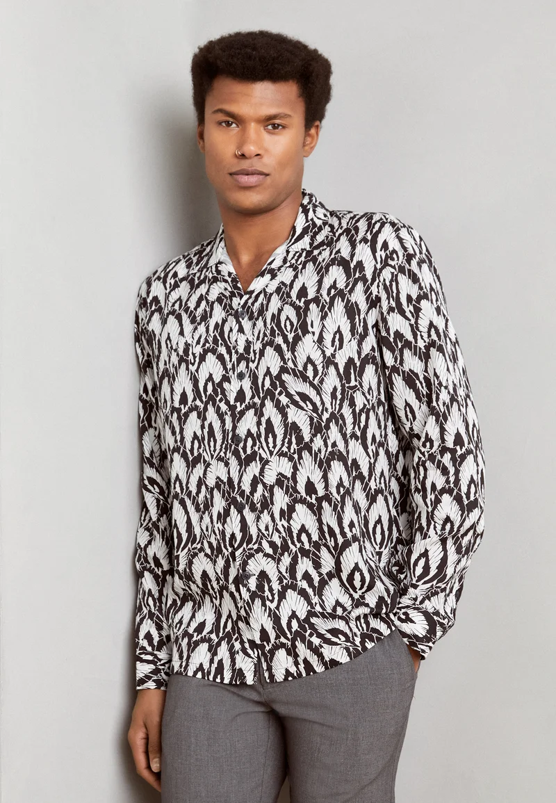 Best Selling Clearance Lindbergh LEAF SHIRT - Shirt black Clothing Sale Shirts Business Shirts