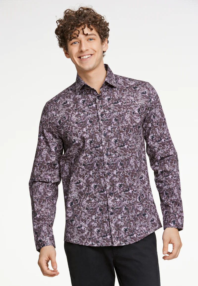 Sale UK Lindbergh AOP FLORAL L/S - Shirt berry brown Clothing Sale Shirts Business Shirts
