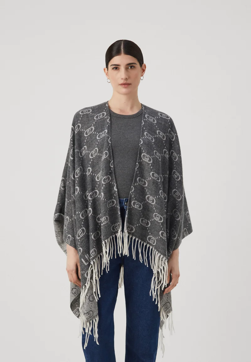 100% Genuine LIU JO PONCHO LOGO MONOGRAM - Cape grey cloud Clothing Jackets & Blazers Capes