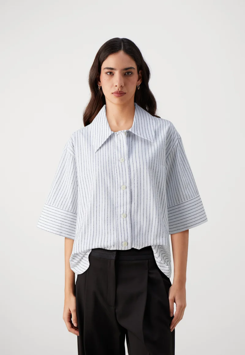 worldwide shipping Libertine-Libertine GRACE - Button-down blouse black/white Streetwear Sale Streetwear Clothing Socks Blouses