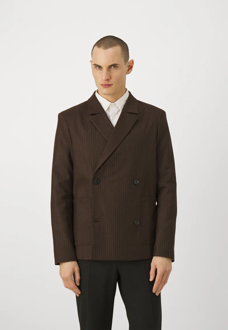 entire collection Libertine-Libertine PUBLIC - Blazer jacket brown pin Streetwear Sale Streetwear Clothing Swimwear Blazer jackets