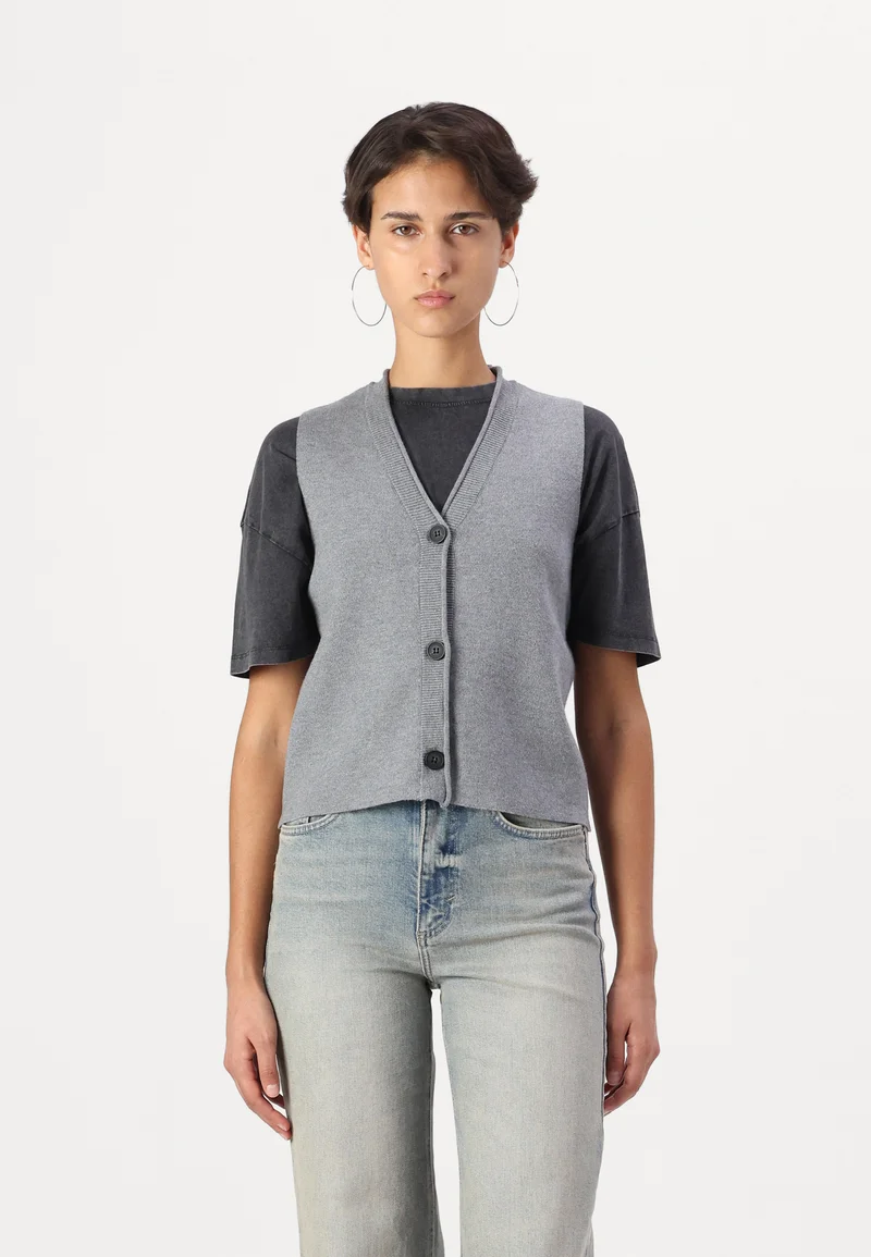 Unbeatable Offers MSCH Copenhagen GINETTE EAST VEST - Waistcoat mottled grey Clothing Jackets & Blazers Bomber Jackets
