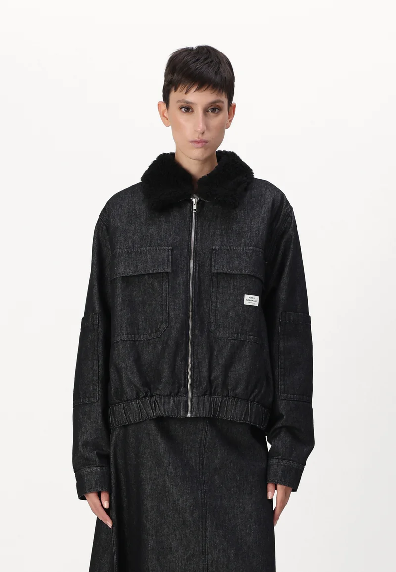 Discount Mads Nørgaard SUNNY JACKET  - Denim jacket black Clothing Jackets & Blazers Bomber Jackets