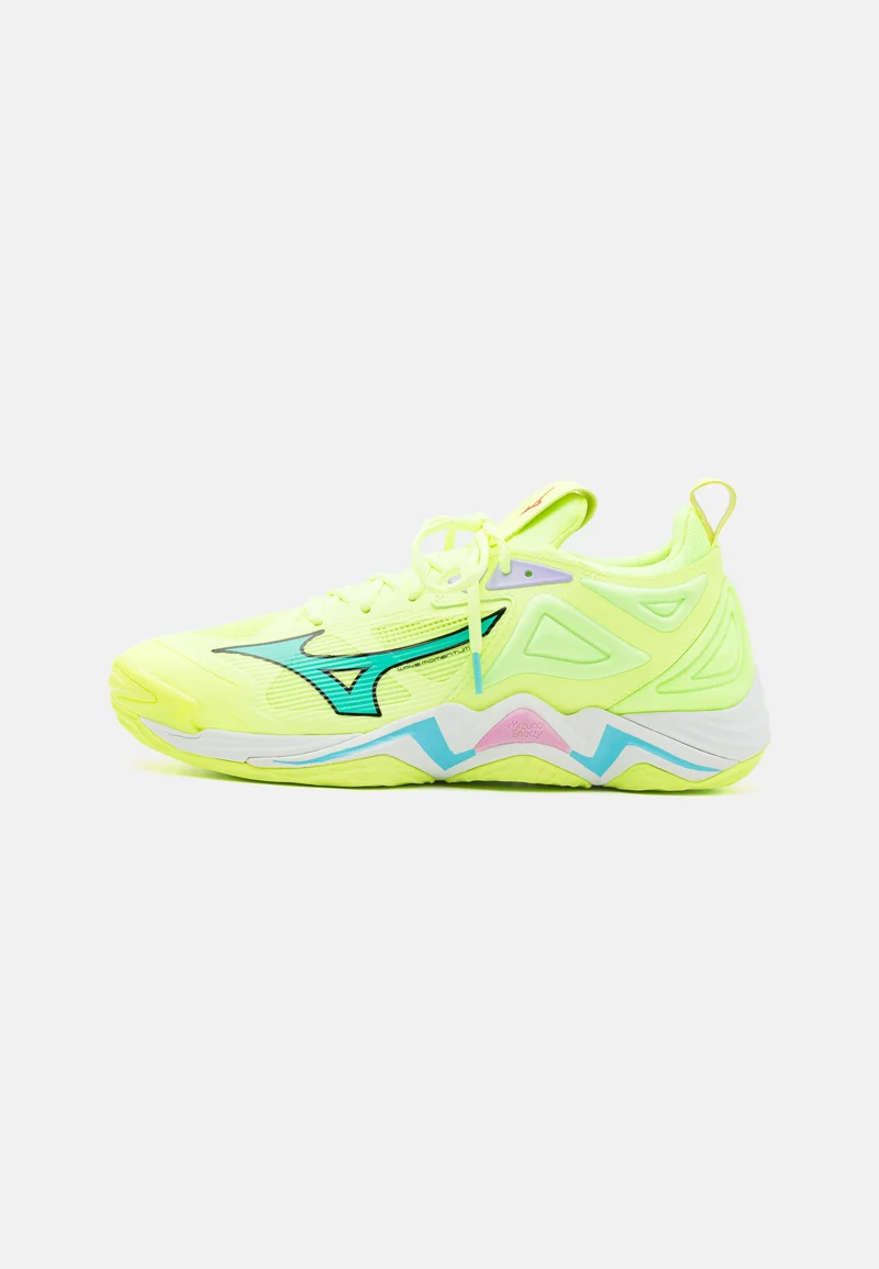 discount shop Mizuno WAVE MOMENTUM 3 - Volleyball shoes neo lime/black/splish splash Sport Sale Shoes Boots