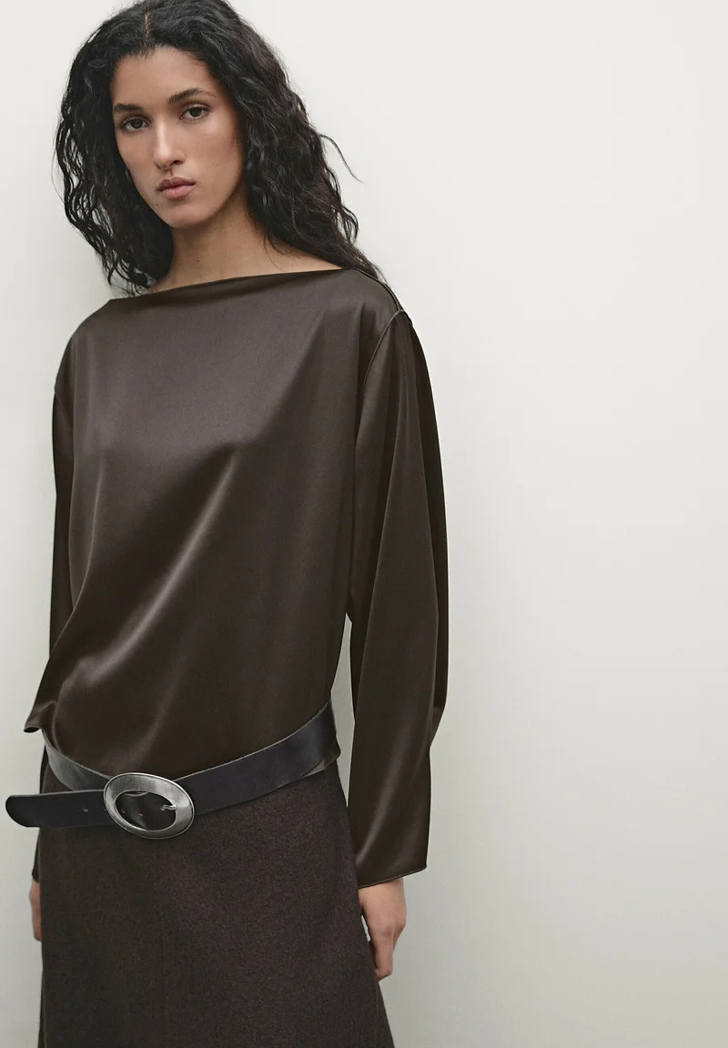 official online website Massimo Dutti FLOWING - Blouse brown Clothing Shirts & Blouses Blouses