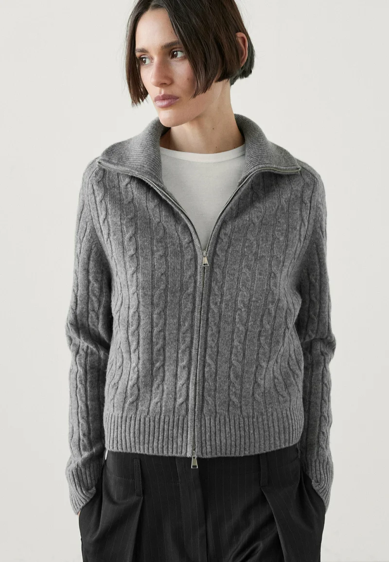 Largest Fashion Store Massimo Dutti CABLE - Cardigan grey Clothing Knitwear & Cardigans Cardigans