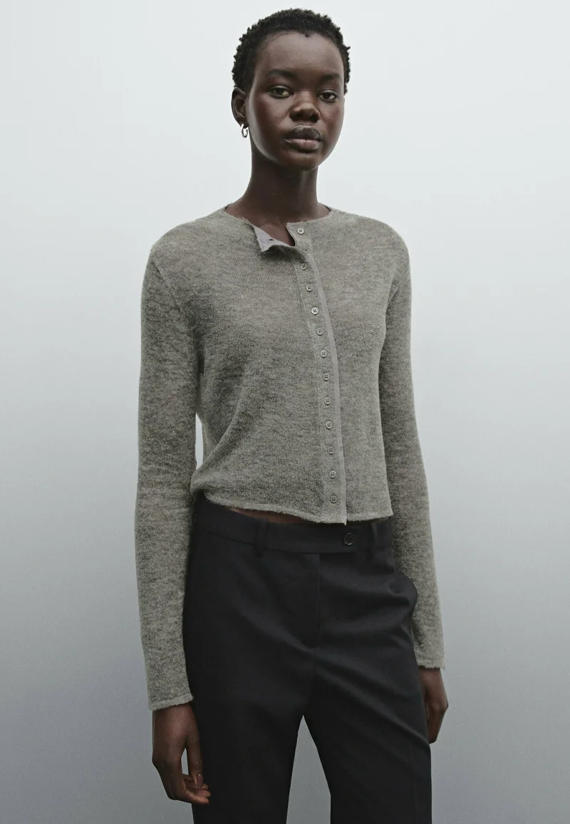Fantastic savings Massimo Dutti SHORT CONTRAST  - Cardigan grey Clothing Knitwear & Cardigans Cardigans