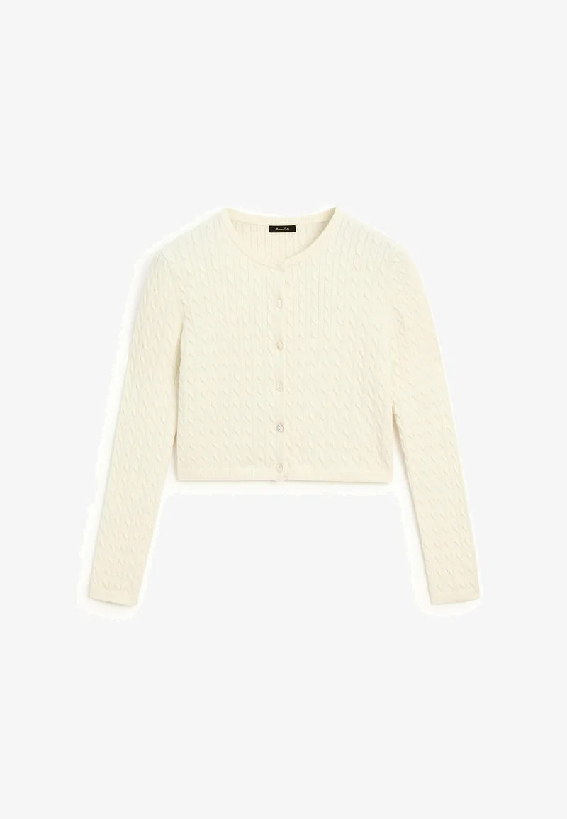 Online Massimo Dutti CABLE - Cardigan beige Clothing Knitwear & Cardigans Cardigans