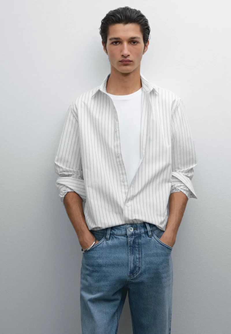 low price Massimo Dutti STRIPED OXFORD - Shirt white Clothing Shirts Casual Shirts