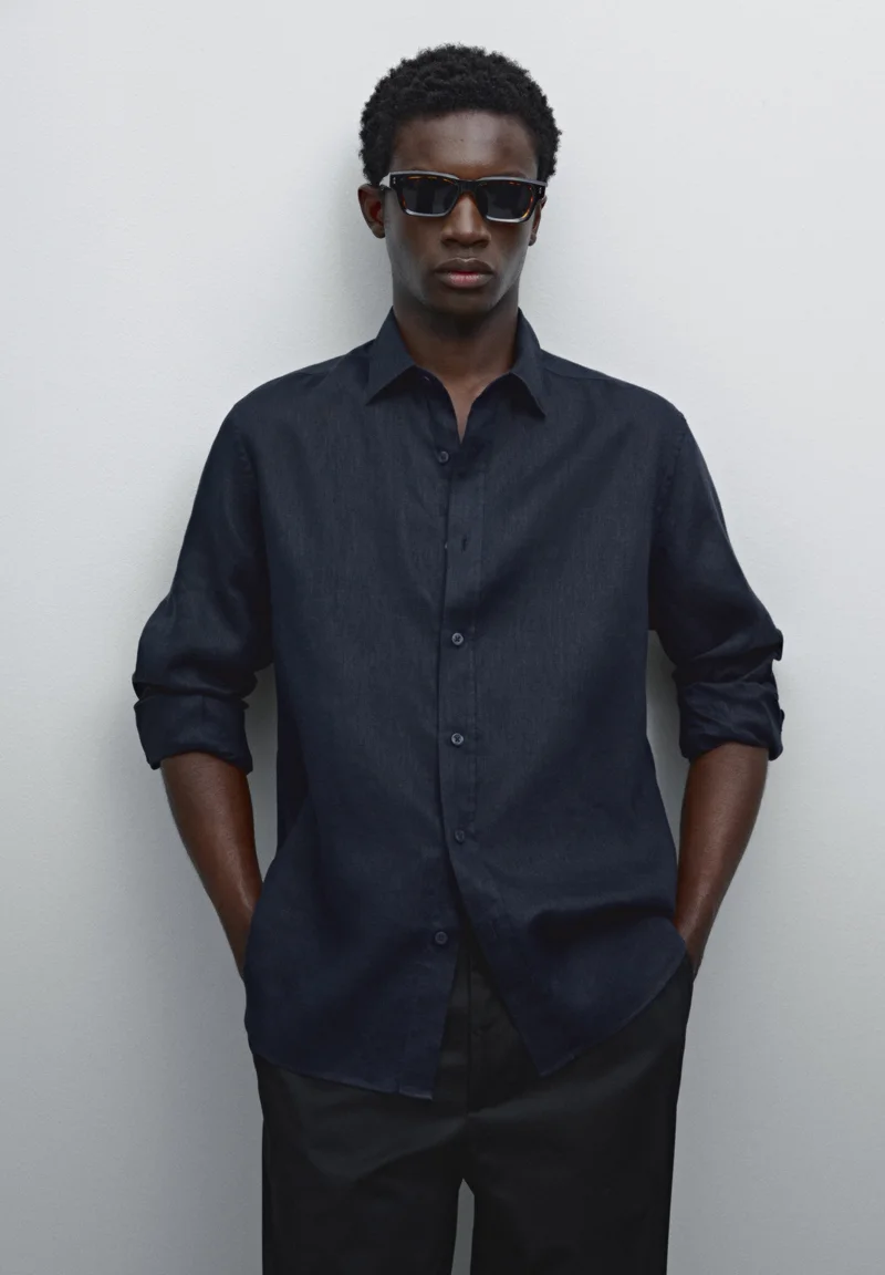 enjoy great discount Massimo Dutti Shirt - mottled dark blue Clothing Shirts Casual Shirts