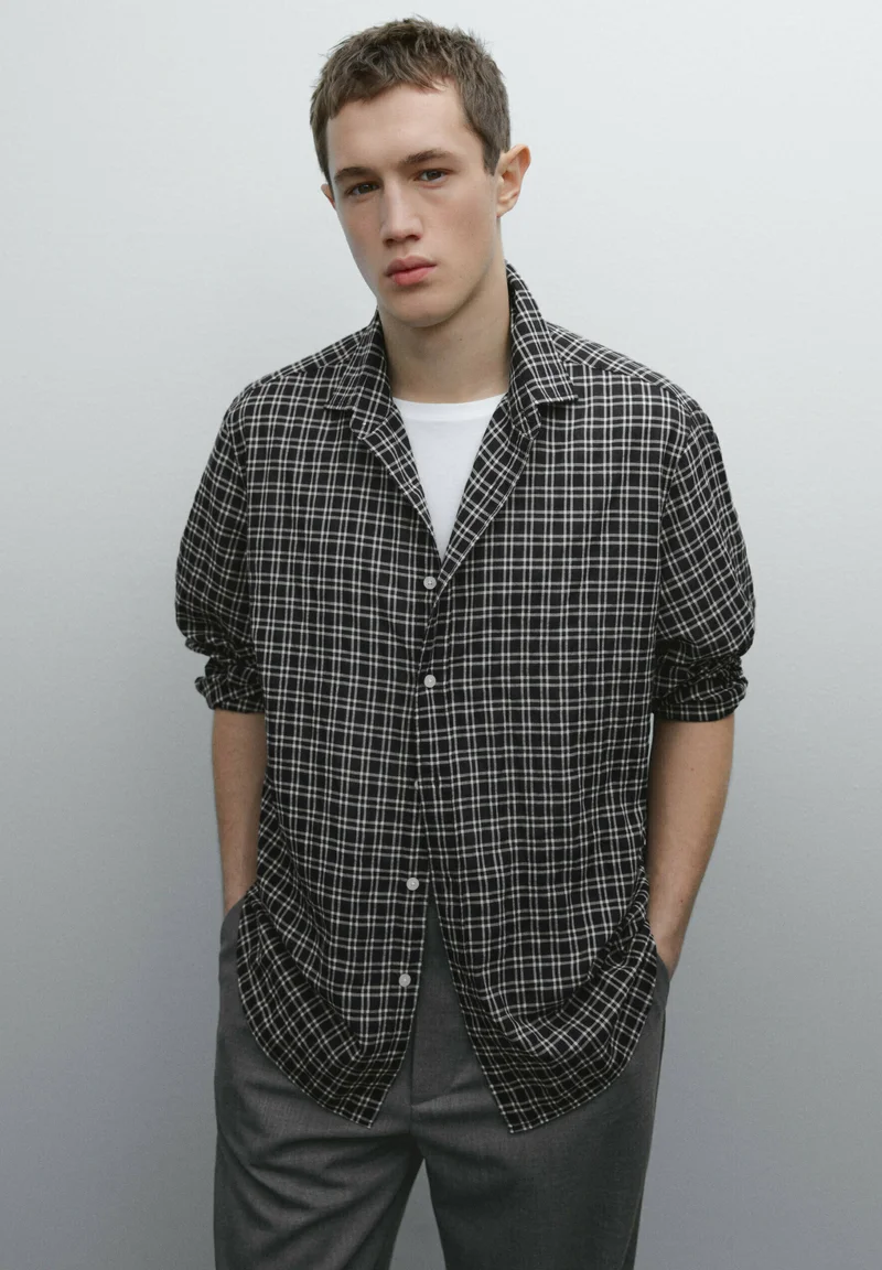 famous brand Massimo Dutti CHECK - Shirt dark blue Clothing Shirts Casual Shirts