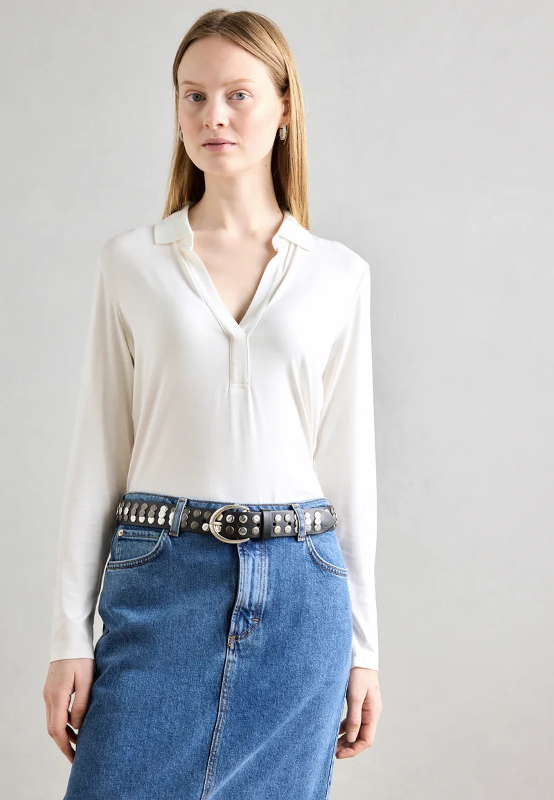 Fast Worldwide Delivery Marc O'Polo BLOUSE LONG SLEEVE POLO COLLAR - Long sleeved top offwhite Clothing Shirts & Blouses Blouses