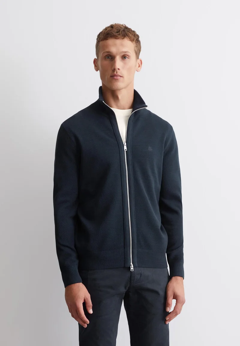 Clearance Prices Marc O'Polo ZIPPED TRAINER WITH STAND-UP COLLAR - Cardigan dark navy Clothing Knitwear Cardigans