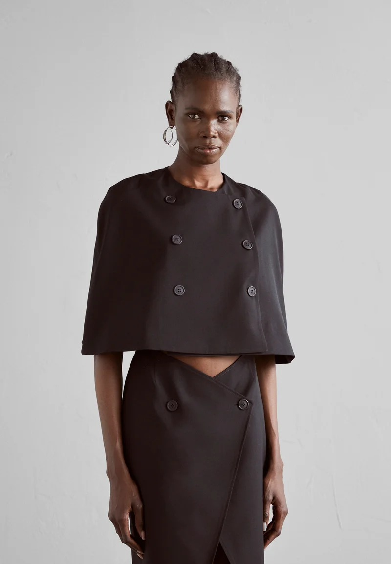 affordable price Materiel DOUBLE BREASTED CAPELET - Blazer black Clothing Jackets & Blazers Bomber Jackets