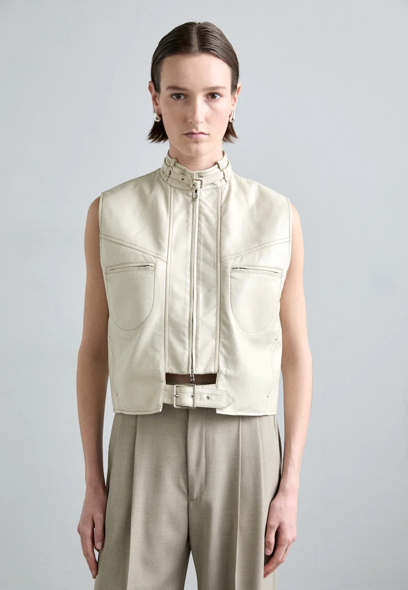 100% quality guarantee Materiel BIKER STITCH VEST - Waistcoat porcelain Clothing Jackets & Blazers Bomber Jackets