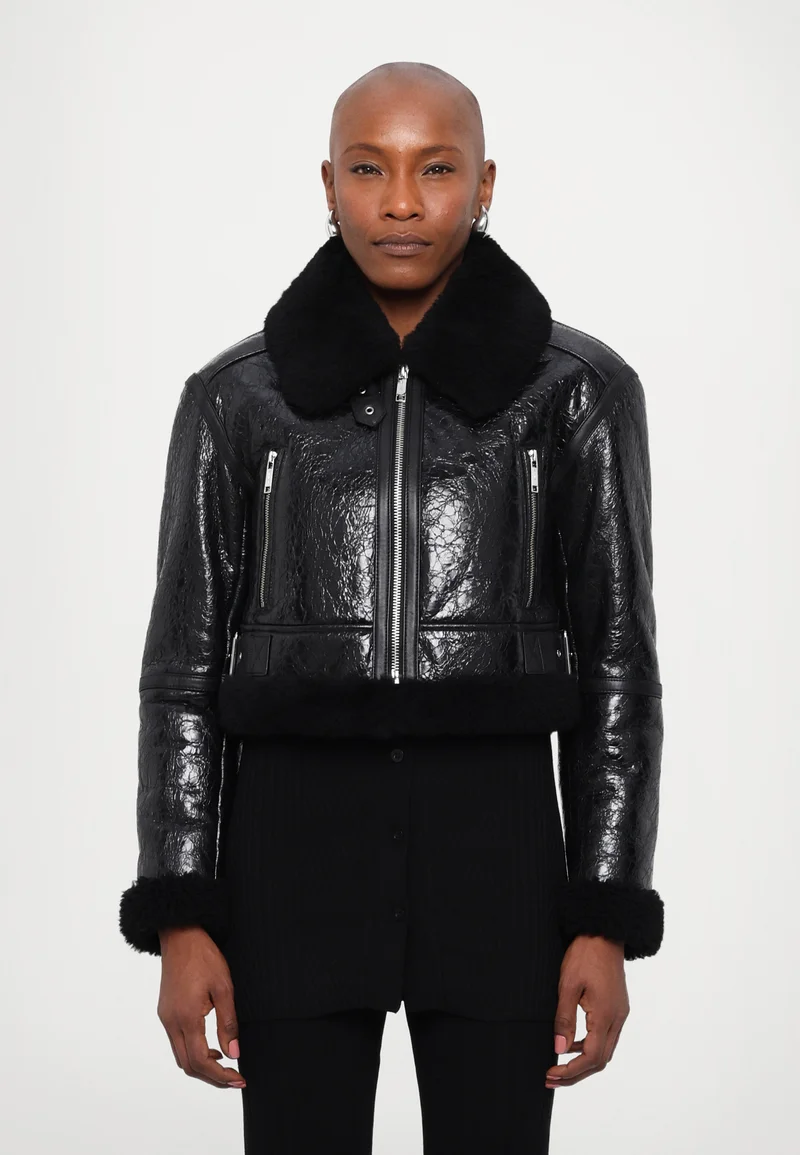 Best Selling Clearance MICHAEL Michael Kors CROPPED  - Leather jacket black Clothing Jackets & Blazers Bomber Jackets