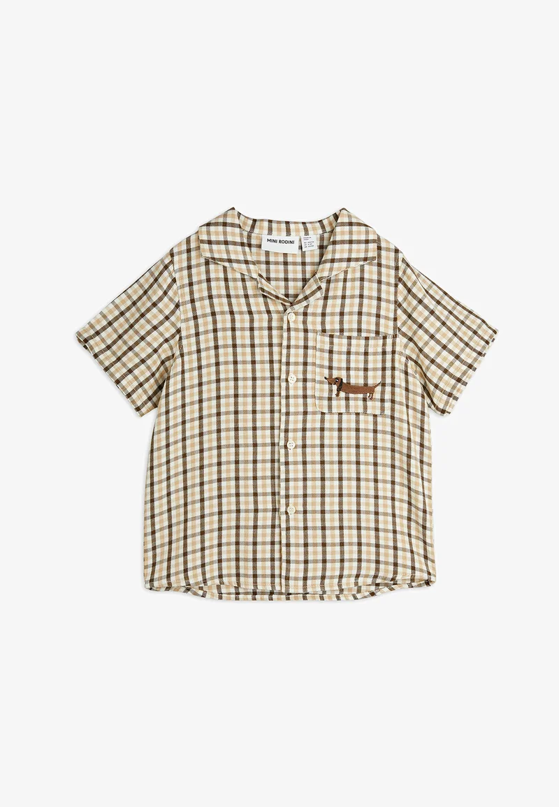 SAVE OFF Mini Rodini GINGHAM SHIRT UNISEX - Button-down blouse beige Clothing T-shirts & tops Blouses & tunics