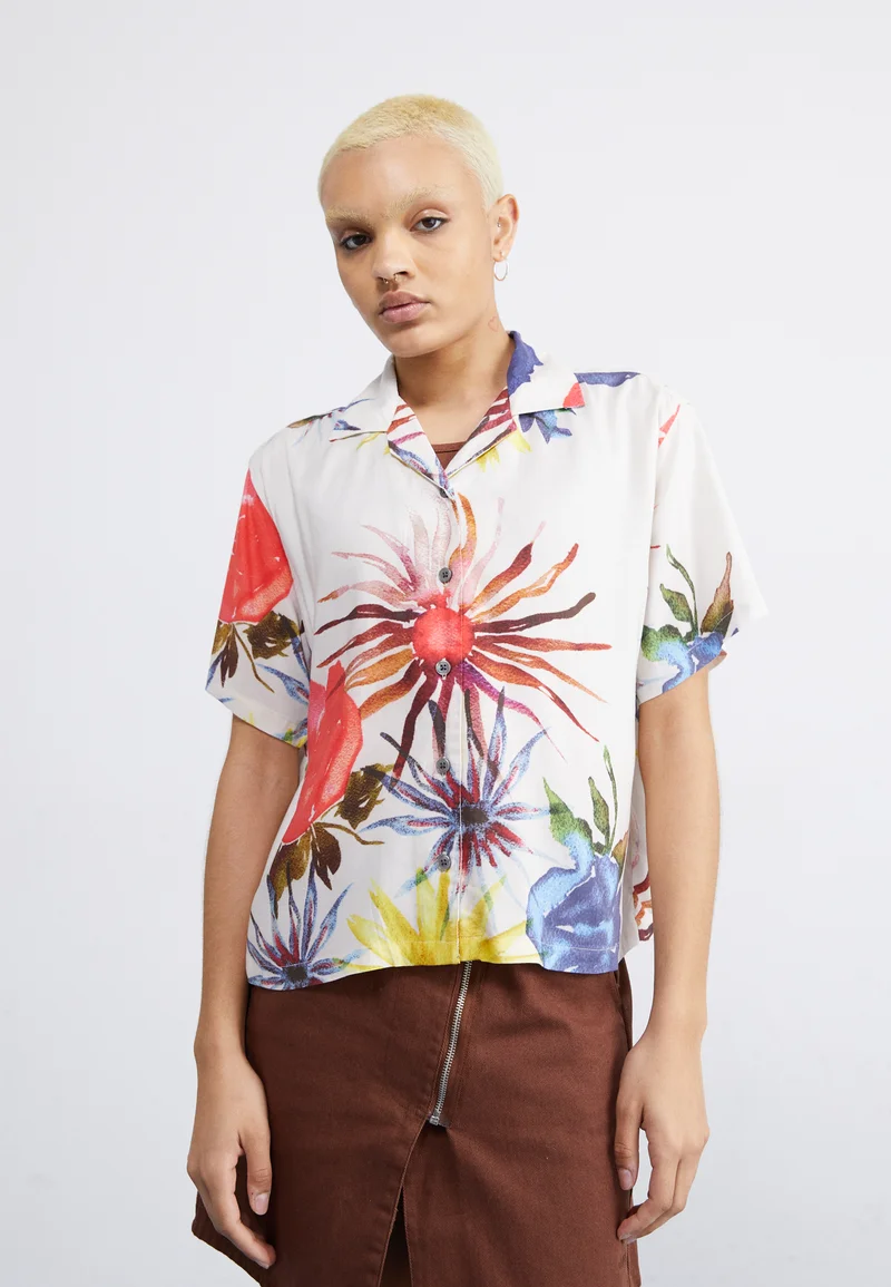 Outlet Seller 2017 Obey Clothing FLOWERS - Button-down blouse unbleached multi Streetwear Sale Streetwear Clothing Socks Blouses