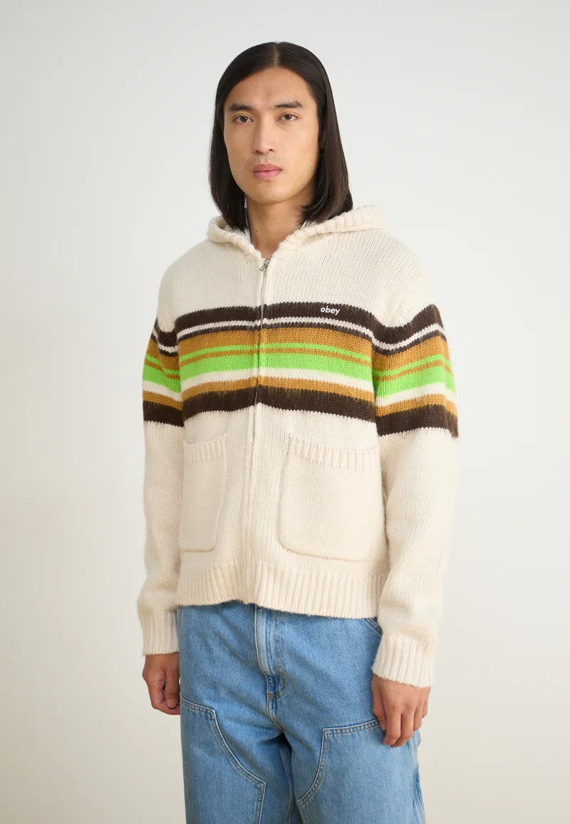 catalogo Obey Clothing MYERS ZIP UP HOOD - Cardigan unbleached multi Streetwear Sale Streetwear Clothing Swimwear Cardigans