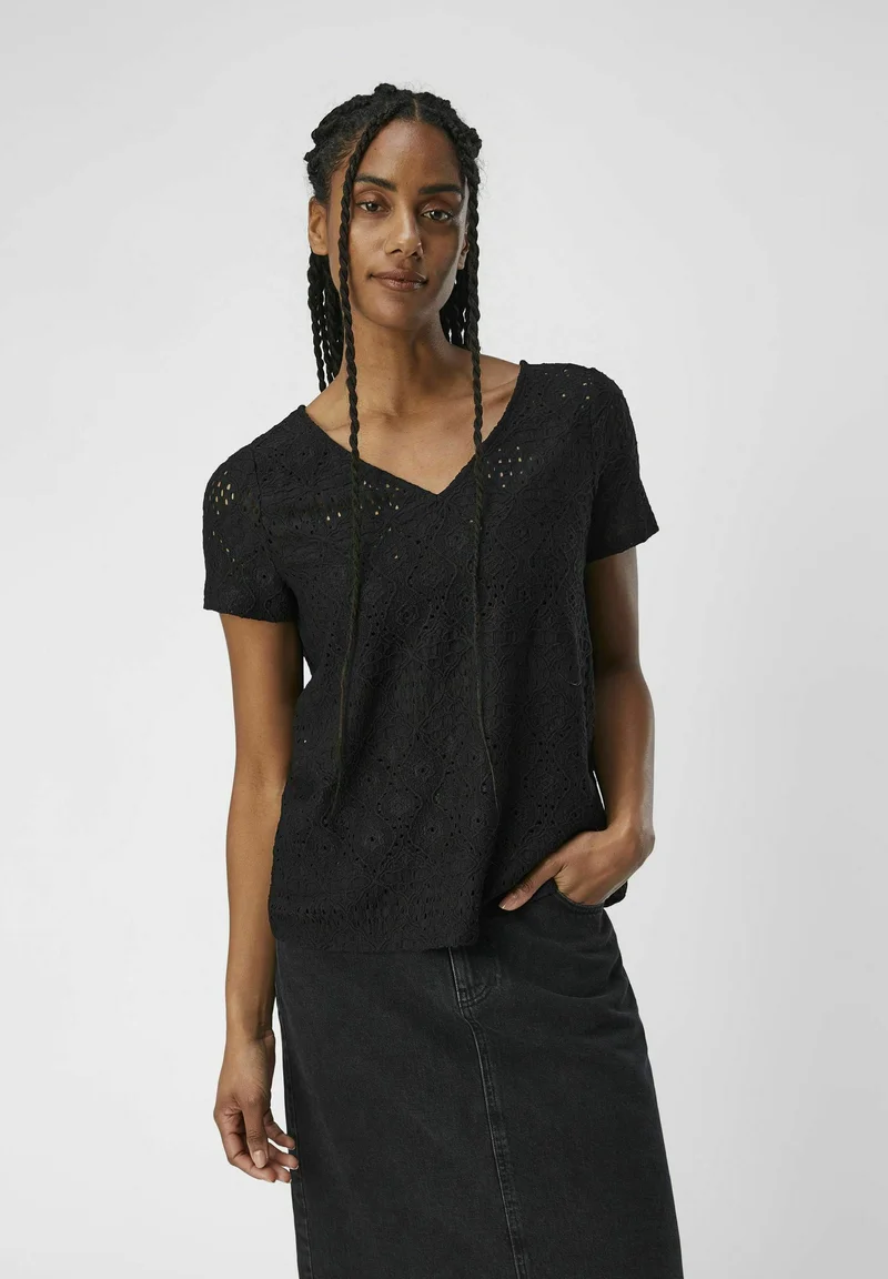 UK store Object FEODORA V-NECK NOOS - Blouse black Clothing Shirts & Blouses Blouses