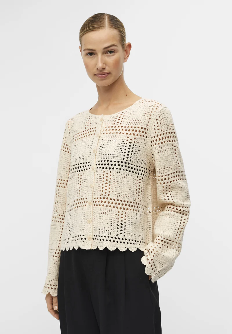 Hot Sale Object OBJORELLA LS  REP - Cardigan sandshell Clothing Knitwear & Cardigans Cardigans