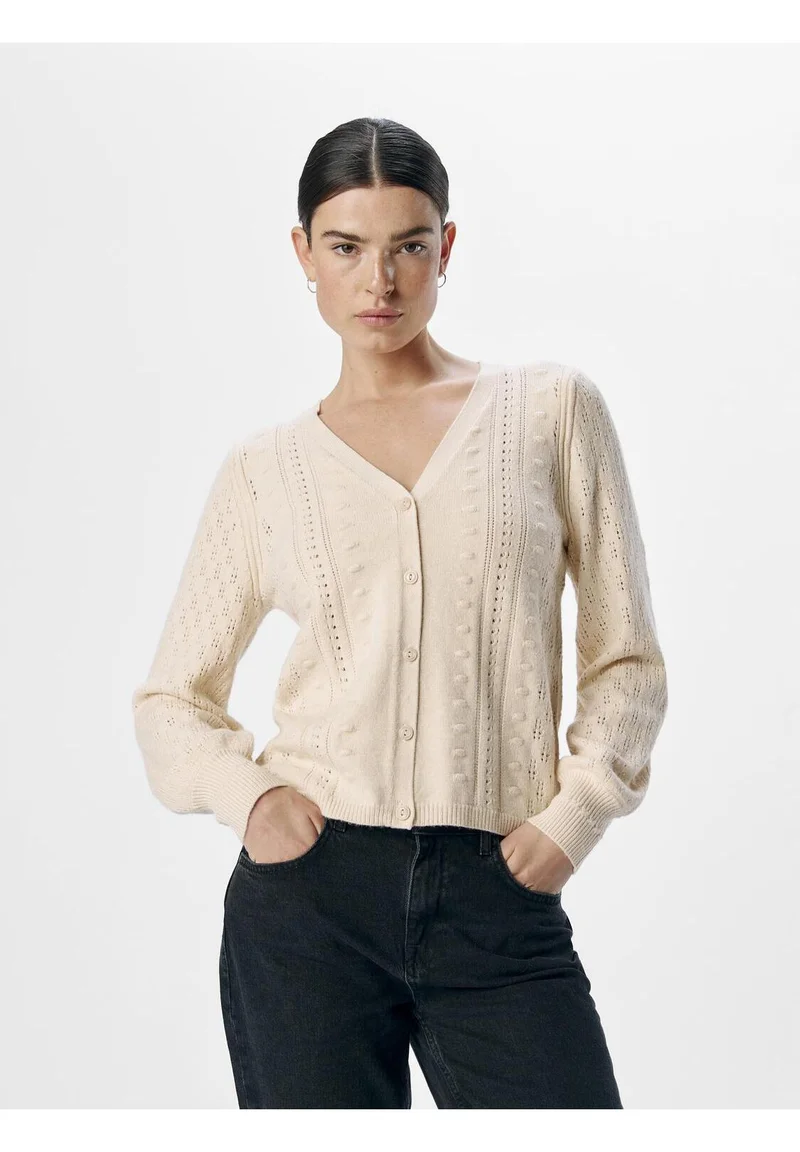 Newest Object OBJINGE V NECK  - Cardigan sandshell Clothing Knitwear & Cardigans Cardigans