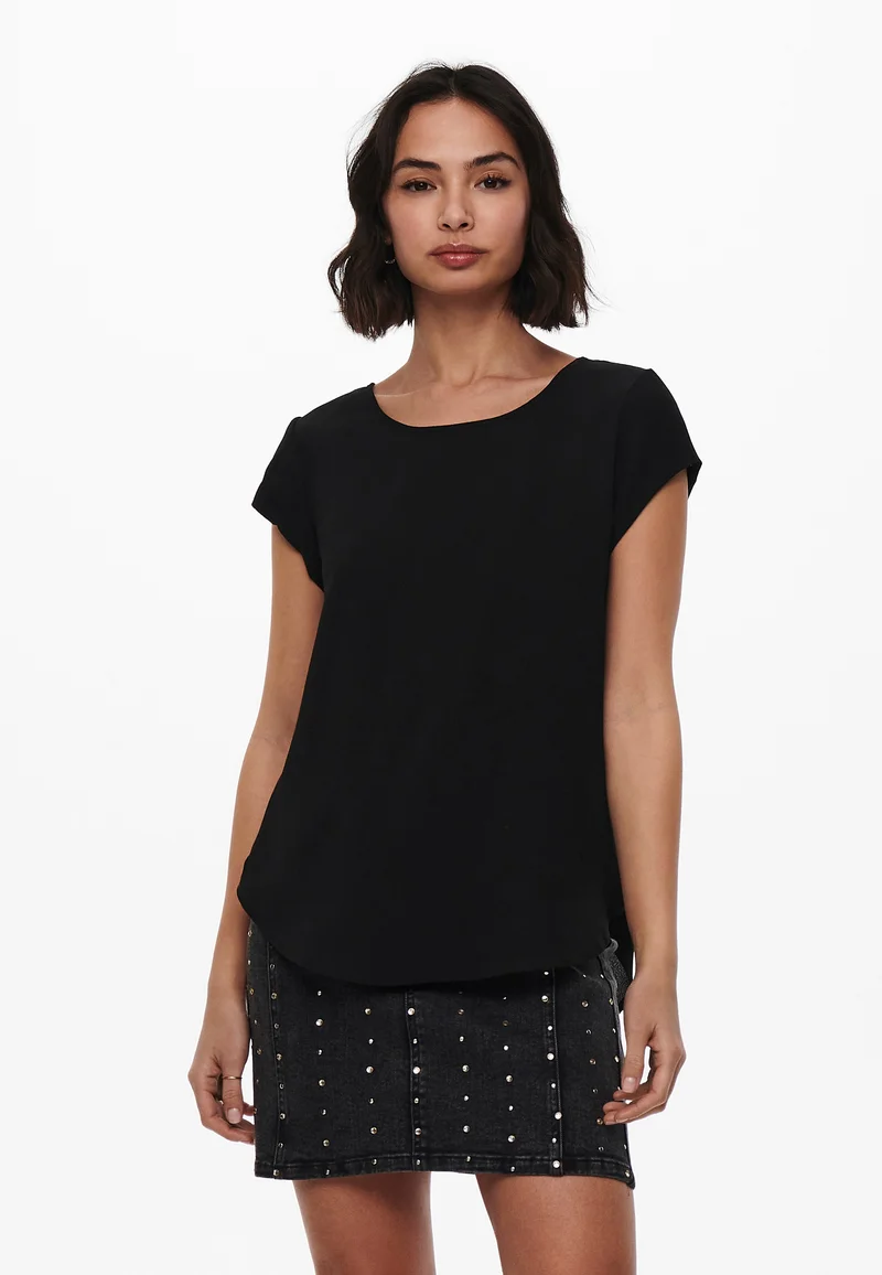 Fantastic savings ONLY ONLVIC SOLID NOOS - Basic T-shirt black Clothing Shirts & Blouses Blouses