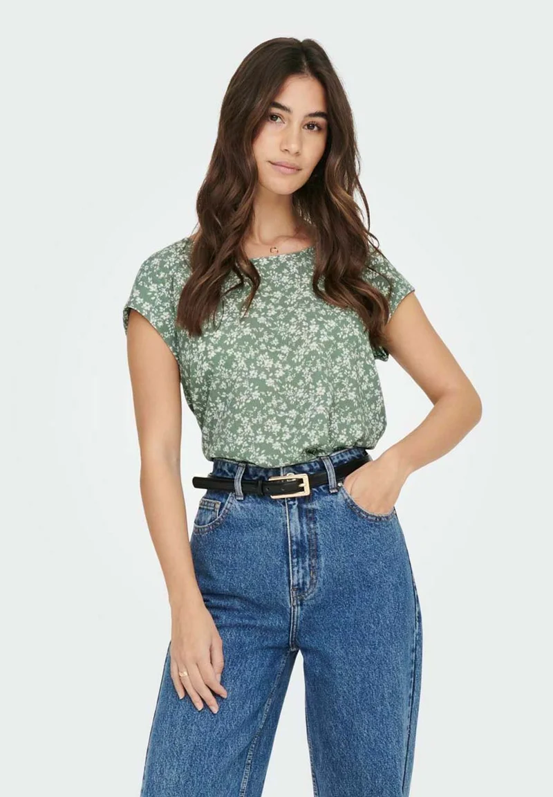 lowest price ONLY ONLVIC - Print T-shirt green white Clothing Shirts & Blouses Blouses