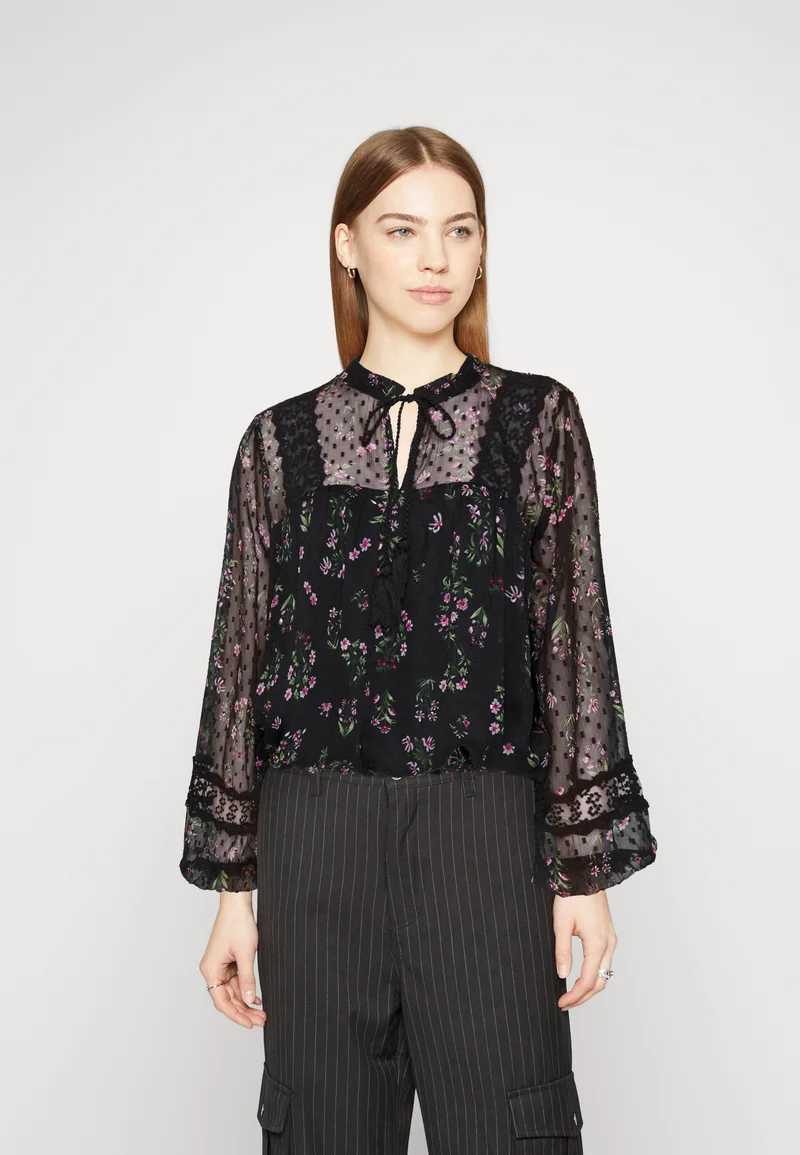 quality and quantity assured ONLY ONLTESSA ELIZA - Blouse black aop:light pink flower Clothing Shirts & Blouses Blouses