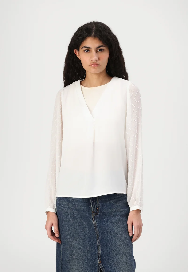 No Sale Tax ONLY ONLMASJA V NECK - Blouse cloud dancer Clothing Shirts & Blouses Blouses