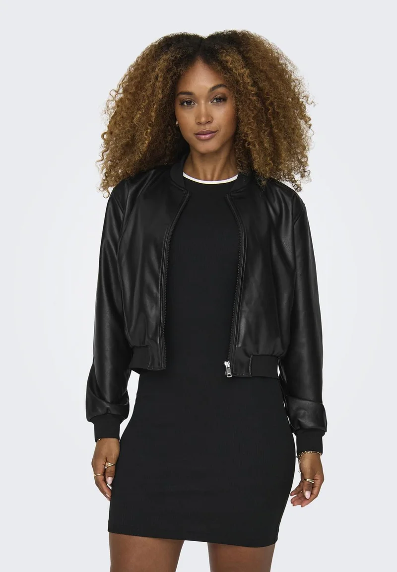 Big discount on sale ONLY ONLHEIDI SHORT - Faux leather jacket black Clothing Jackets & Blazers Bomber Jackets