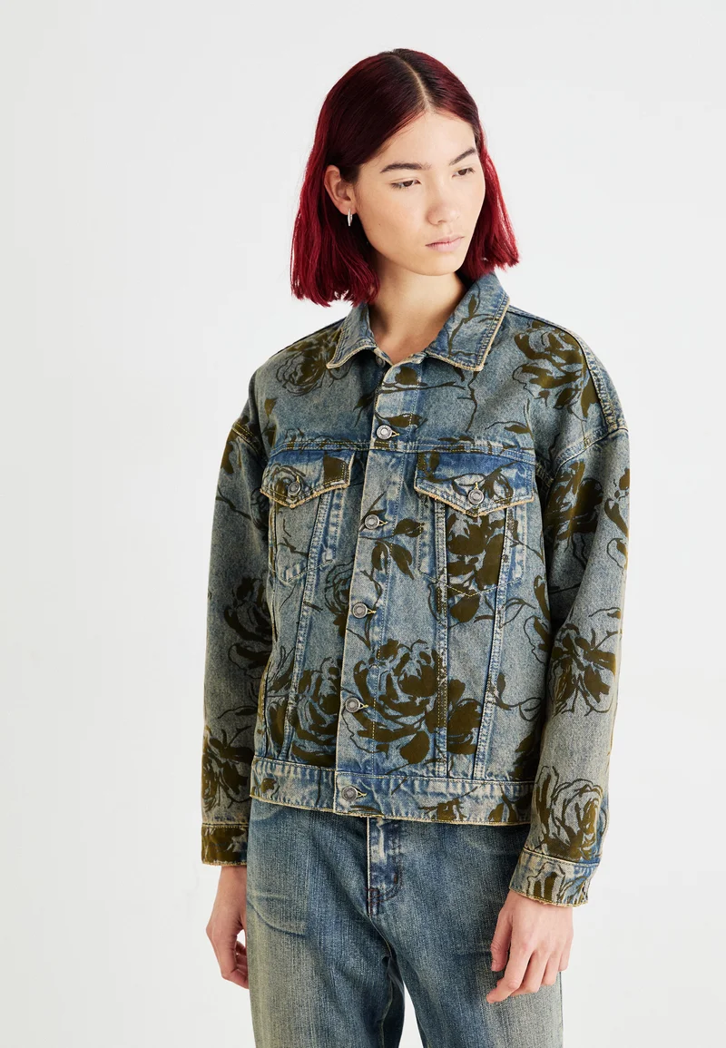 timeless design ONLY ONLMOTT FLORAL JACKET - Denim jacket medium blue denim Clothing Jackets & Blazers Bomber Jackets