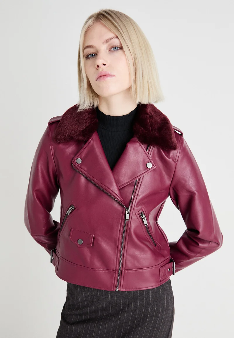 cheapest price ONLY ONLVILHELMA BIKER - Faux leather jacket burgundy Clothing Jackets & Blazers Bomber Jackets