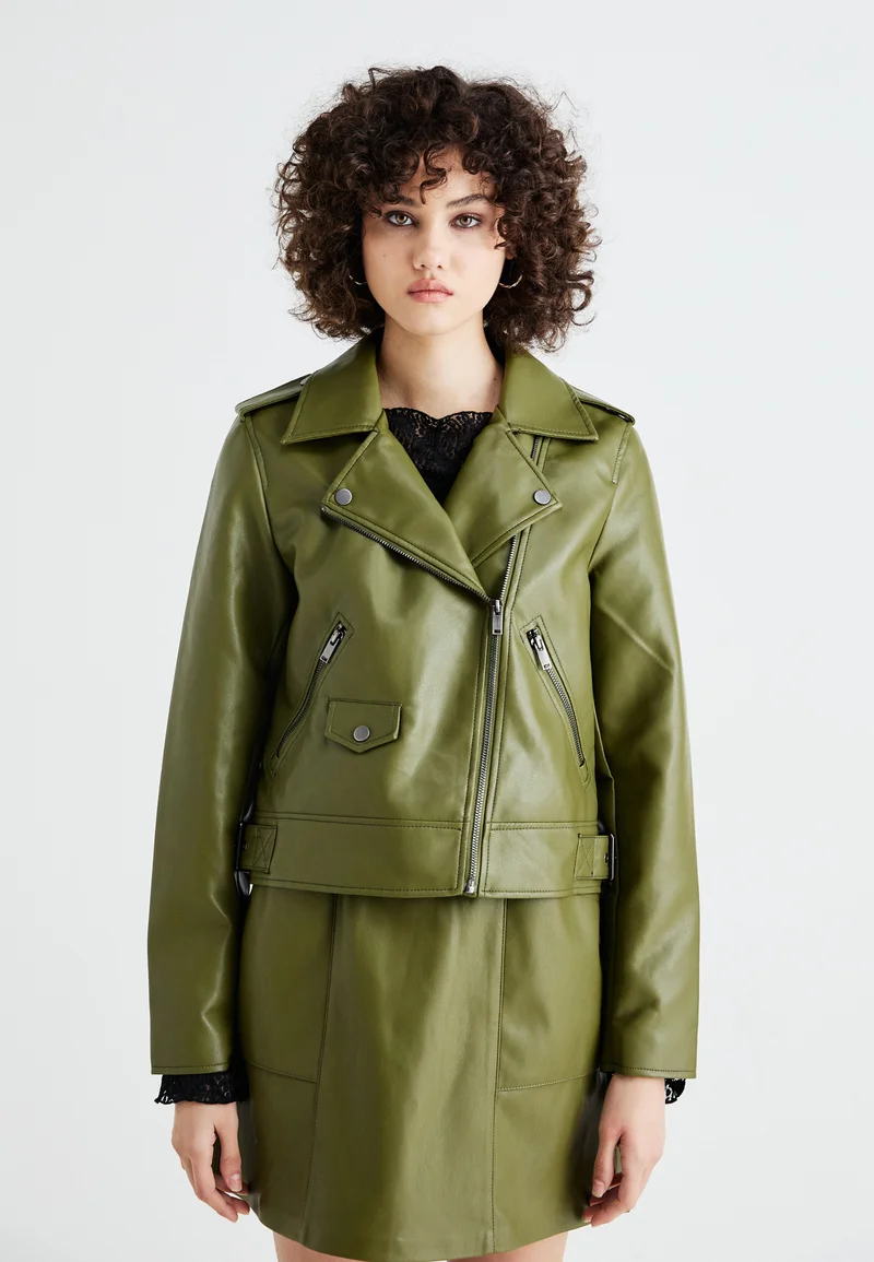 best-loved ONLY ONLVILHELMA BIKER - Faux leather jacket winter moss Clothing Jackets & Blazers Bomber Jackets