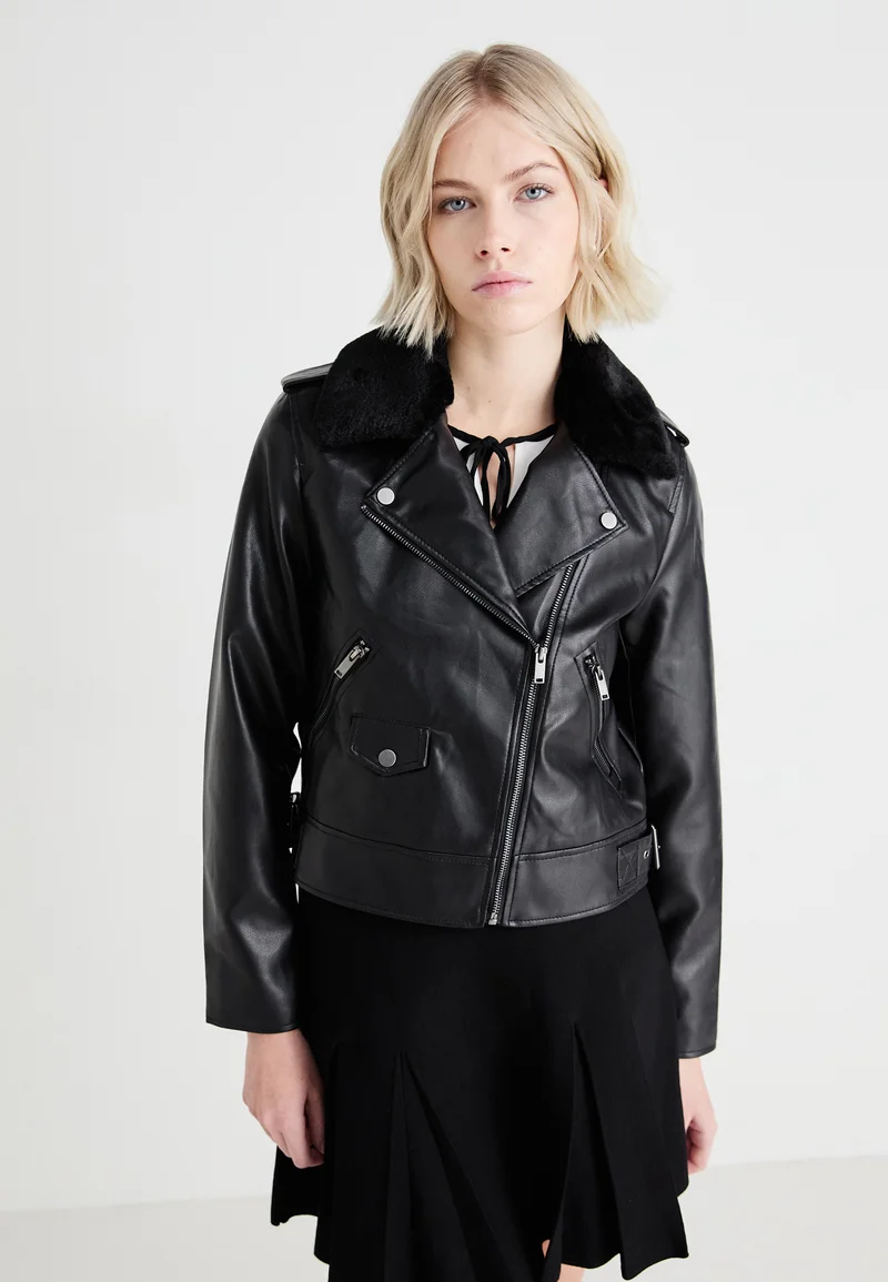 Online Shop ONLY ONLVILHELMA BIKER - Faux leather jacket black Clothing Jackets & Blazers Bomber Jackets