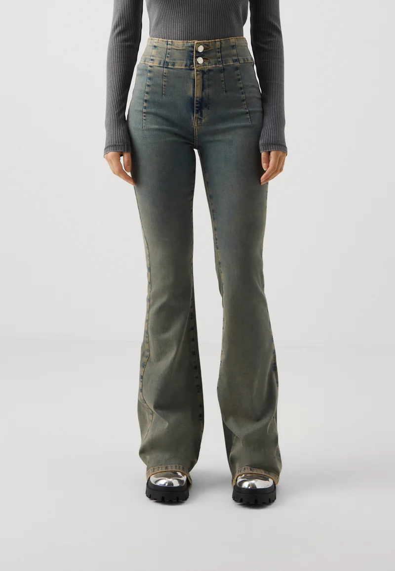 UK official online shop ONLY ONLHUSH CORSAGE - Flared Jeans dark blue denim Clothing Bootcut & Flared