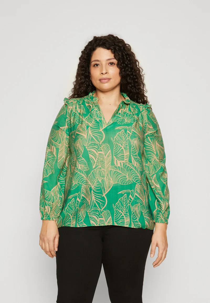 Sale Online ONLY Carmakoma CARBETSEY FRILL - Blouse green bee Clothing Shirts & Blouses Blouses