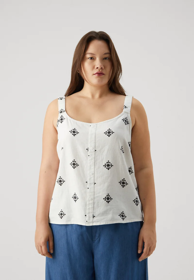 Outlet Online ONLY Carmakoma CARCARO STRAP  - Blouse cloud dancer/black Clothing Shirts & Blouses Blouses