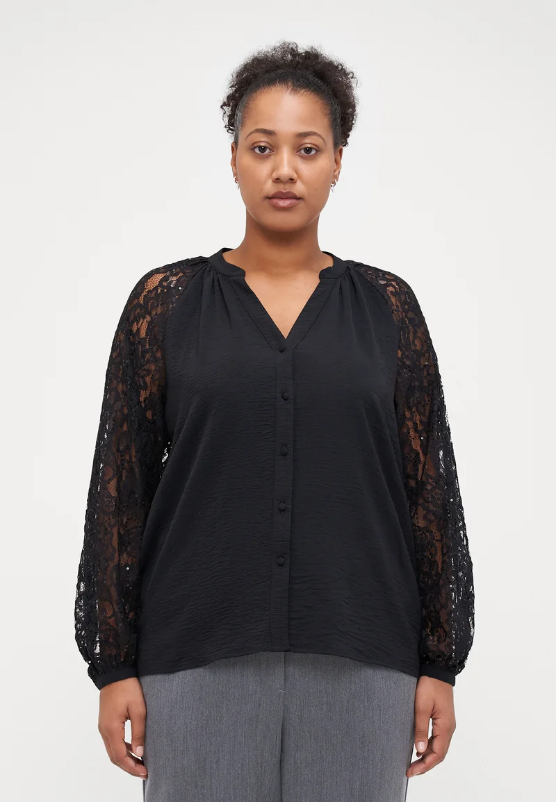 Retailer ONLY Carmakoma CARHILLA SLEEVE SHIRT  - Blouse black Clothing Shirts & Blouses Blouses