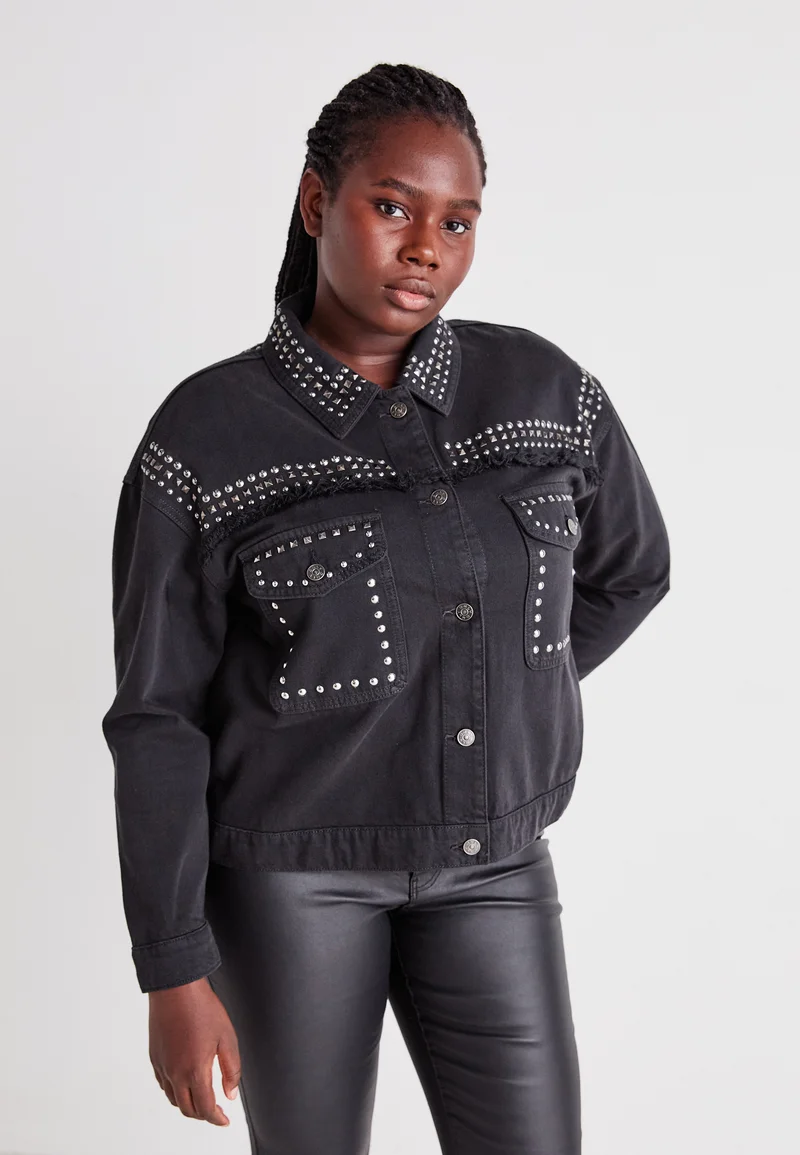 various design ONLY Carmakoma CARMARILLA STUD JACKET - Denim jacket black Clothing Jackets & Blazers Bomber Jackets