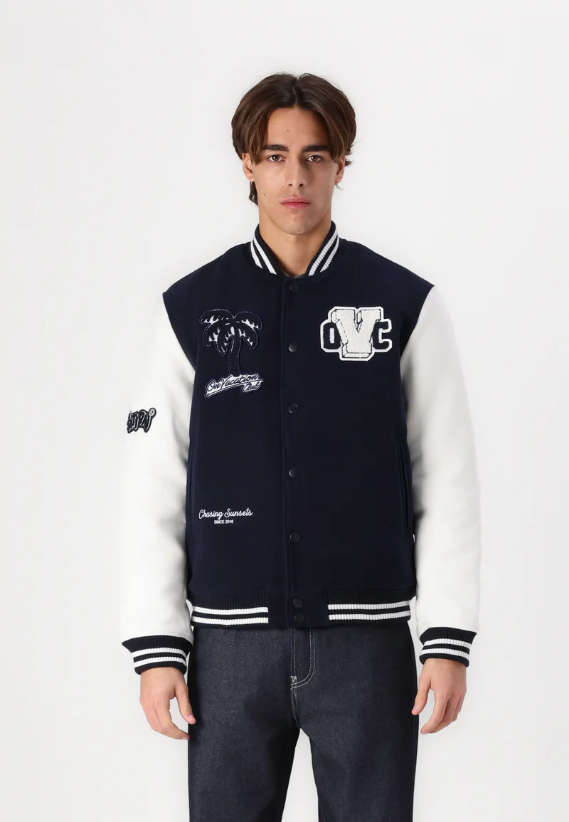 gorgeous On Vacation CLUB COLLEGE JACKET UNISEX - Bomber Jacket navy Streetwear Sale Streetwear Clothing Swimwear Bomber Jackets