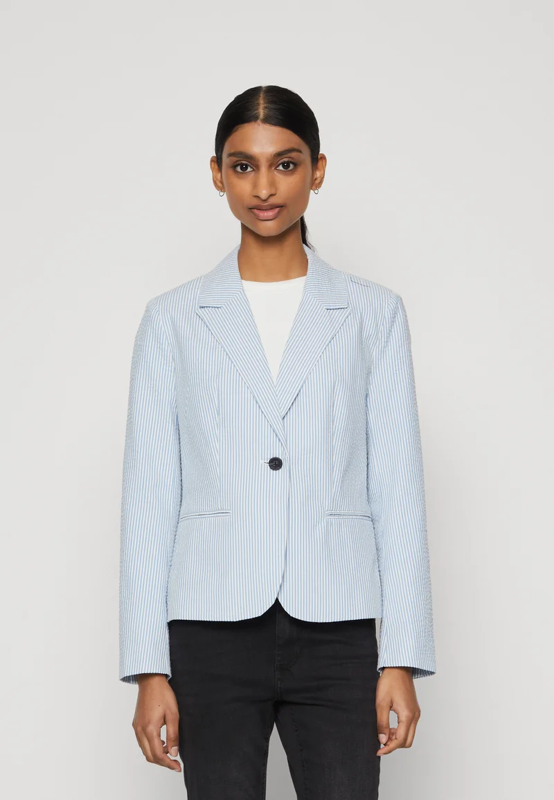 delicate colors ONLY Petite ONLATLAS FIT STRIPE - Blazer cloud dancer/blissfull blue Clothing Jackets & Blazers Bomber Jackets