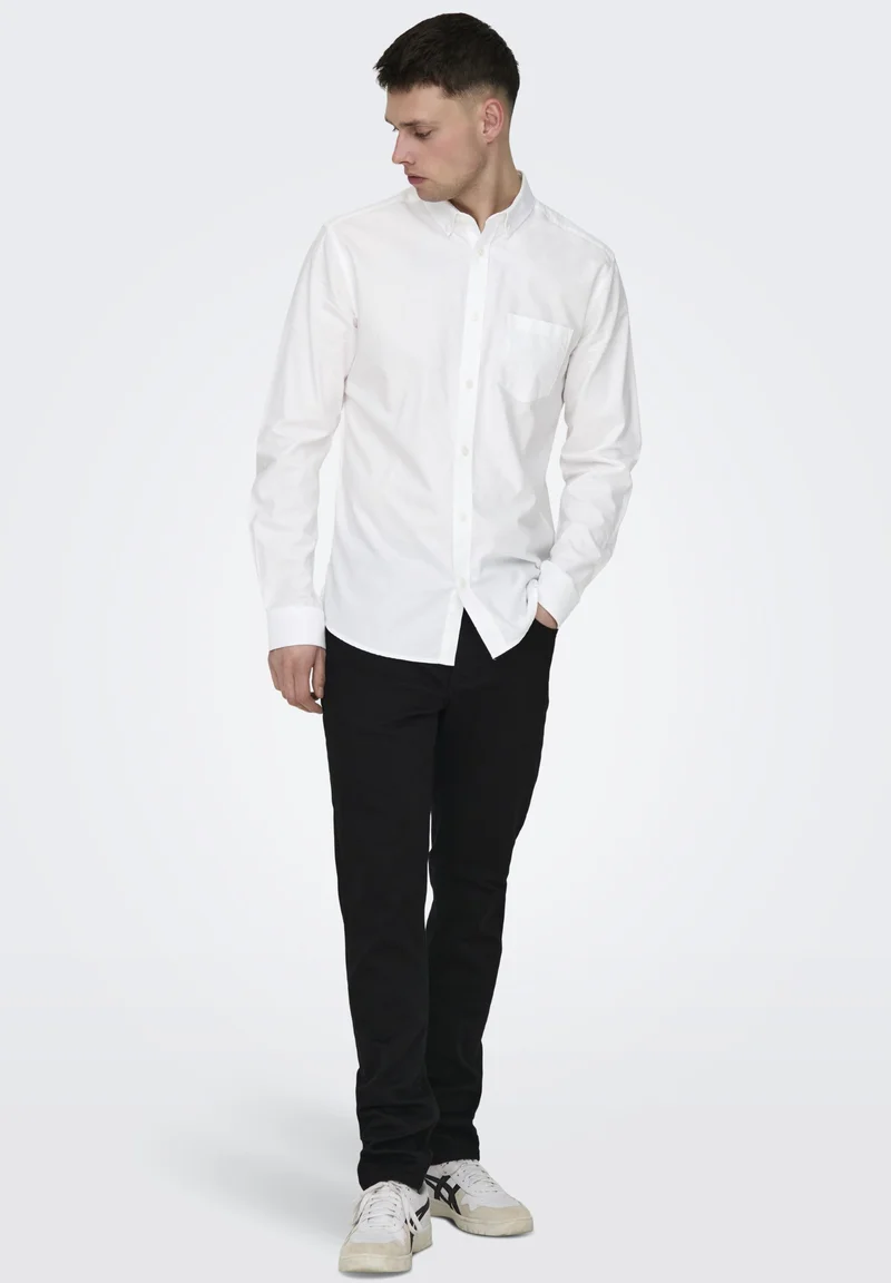Online Here Only & Sons ONSALVARO SLIM SHIRT - Shirt white Clothing Shirts Casual Shirts