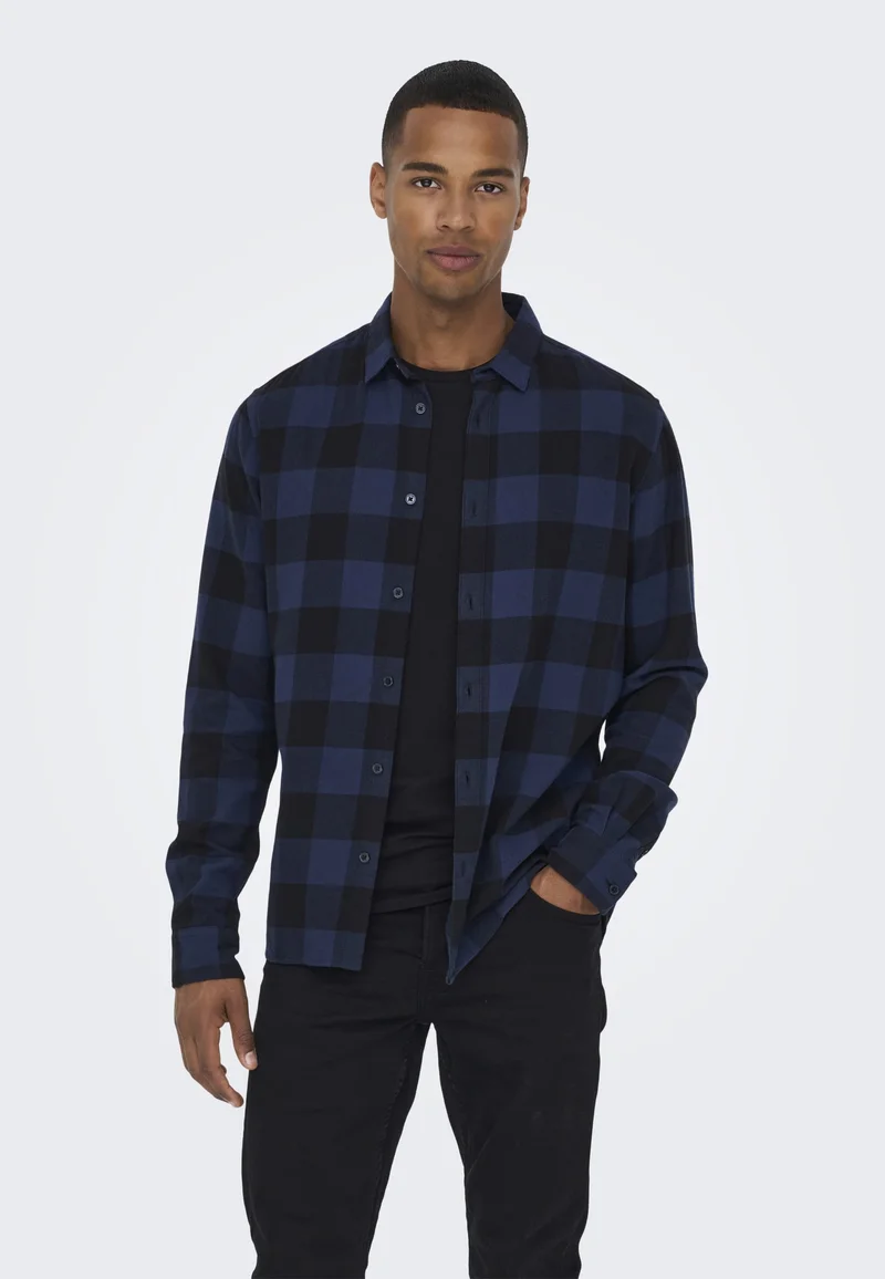 utterly stylish Only & Sons ONSGUDMUND CHECKED - Shirt dark blue, anthracite Clothing Shirts Casual Shirts