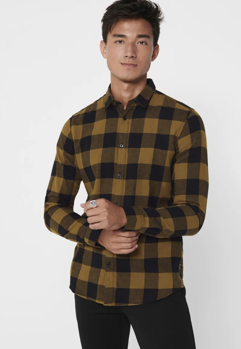 The Most Fashion Designs Only & Sons ONSGUDMUND CHECKED - Shirt brown Clothing Sale Shirts Business Shirts