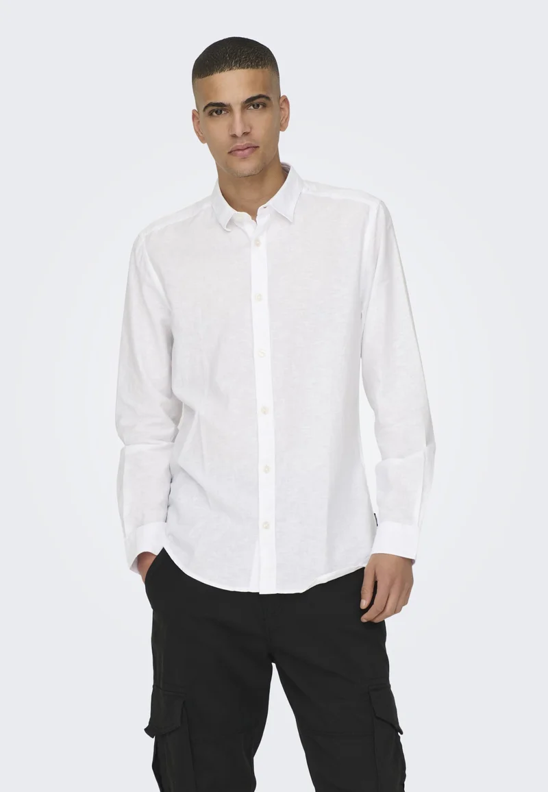 The Most Fashion Designs Only & Sons ONSCAIDEN LIFE SOLID SHIRT - Shirt white Clothing Shirts Casual Shirts