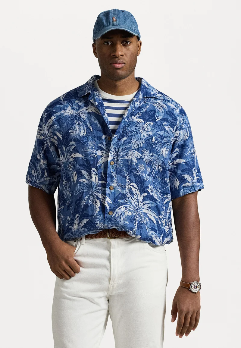 wholesale price Polo Ralph Lauren Big & Tall TROPICAL PRINT LINEN CAMP SHIRT - Shirt indigo Clothing Shirts Casual Shirts