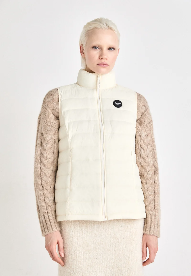 beautiful in colors Pepe Jeans AMMY VEST - Waistcoat mousse white Clothing Jackets & Blazers Bomber Jackets